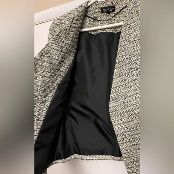 NWOT Topshop Green and Black Tweed Blazer Size 4 - Picture 4 of 9